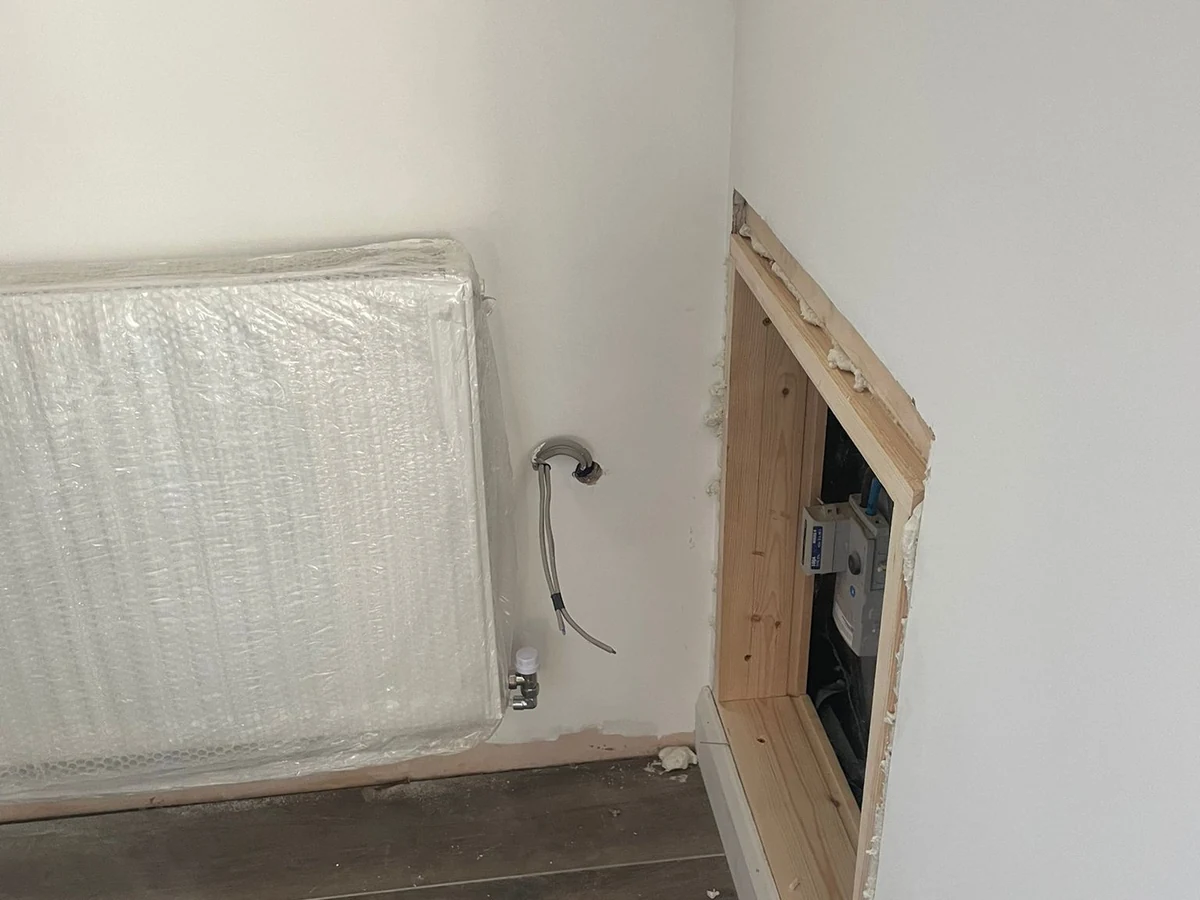 Vertical tongue and groove timber boarding on concrete floor during renovation in Swansea by Daffodil Carpentry