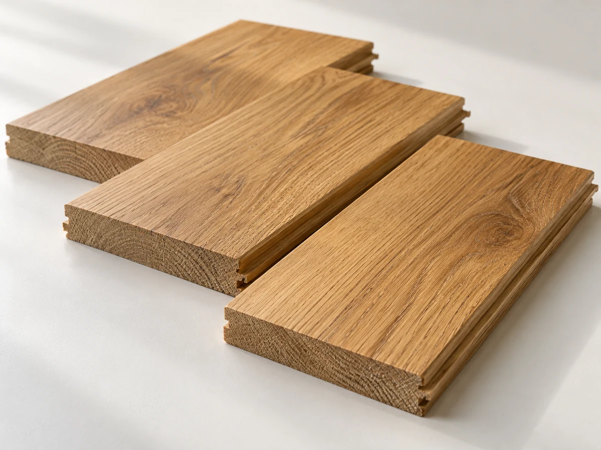 Wood Flooring 16 Illustration of solid oak board samples with continuous timber edges