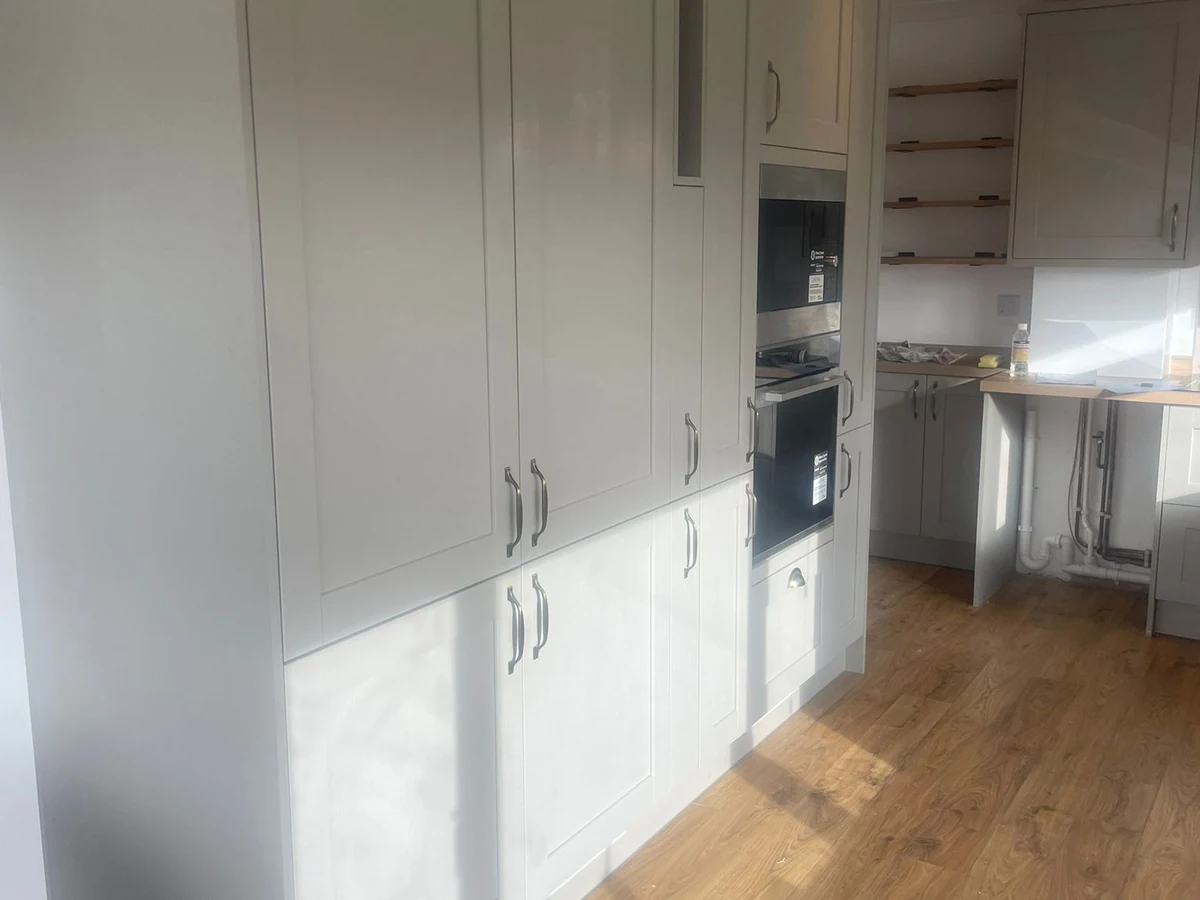 wall panelling shaker panel moulding lower half grey taupe swansea daffodil carpentry